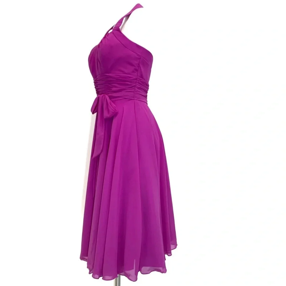 Mori Lee Knee Length Halter Chiffon Dress NWT - Picture 2 of 8